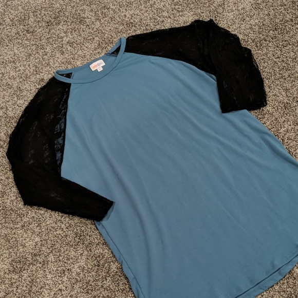 LuLaRoe Tops - Lularoe blue with black lace randy